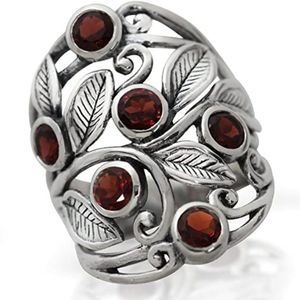 Silvershake Natural or Created Stones 925 Sterling Silver Unique Filigree Ring